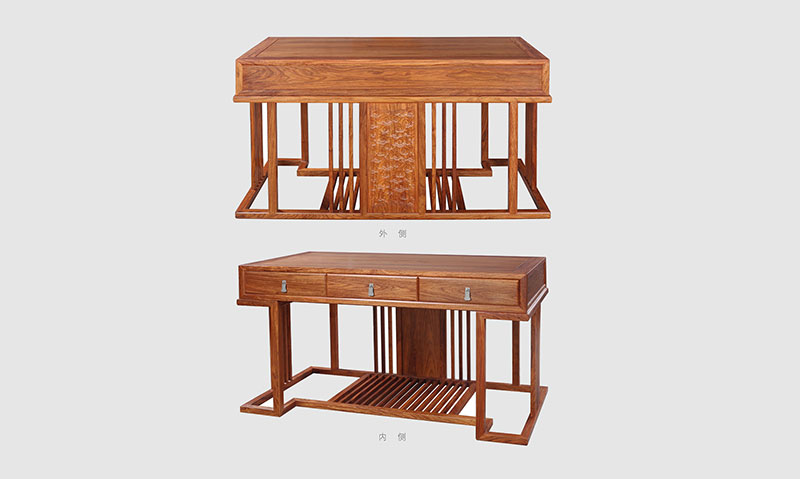 鄢陵 别墅中式家居书房装修实木书桌效果图