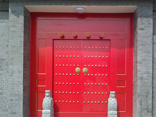 鄢陵中国传统四合院系列朱红色中式木制大门木作